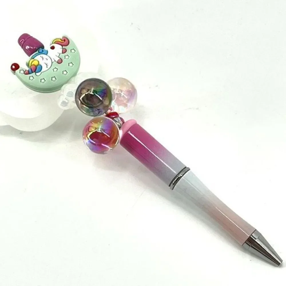 Unicorn sleeping on moon balloons clouds handmade pen NEW beads rhinestone bling